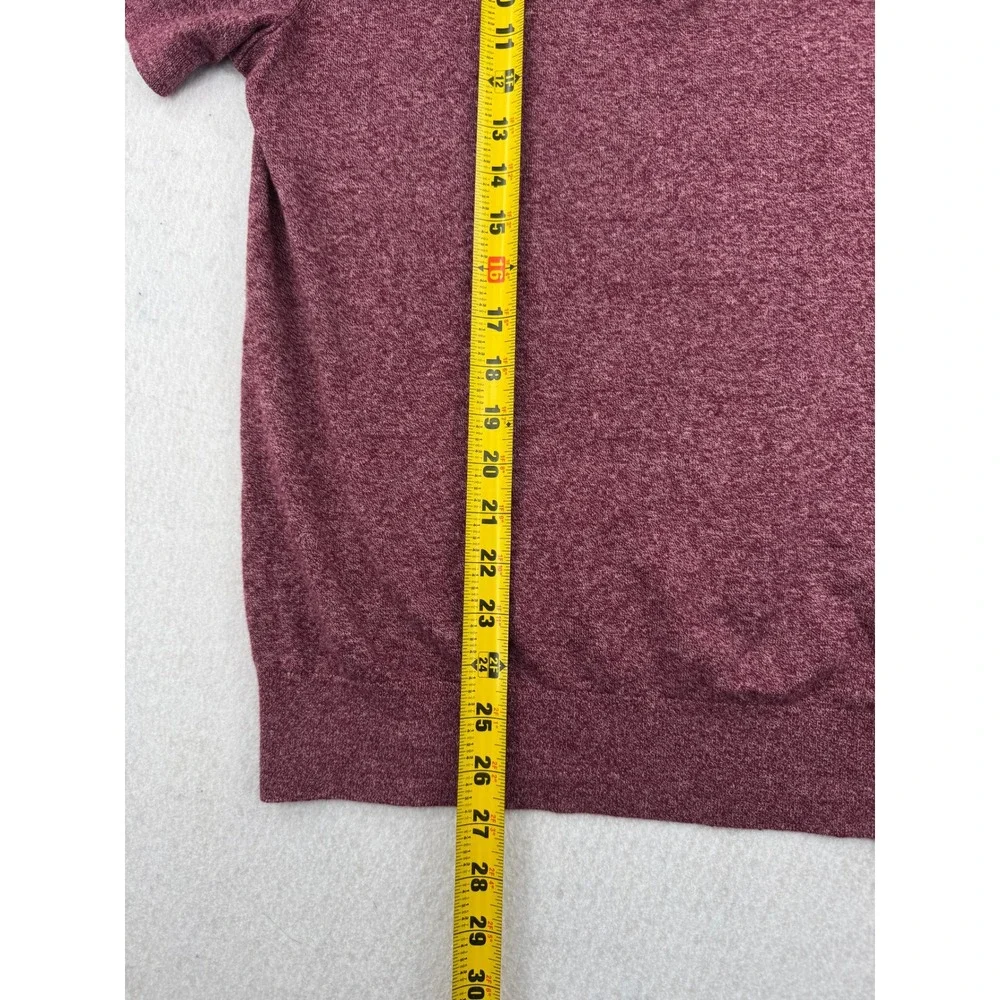 Banana Republic Mens M Silk Linen Knit Polo Shirt Burgundy Heather Lightweight